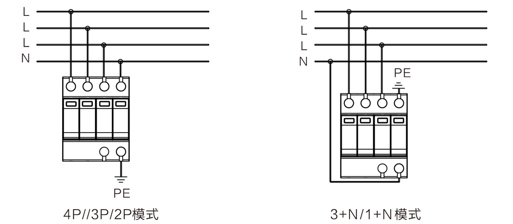 WB-C40 三級電源防雷器接線圖